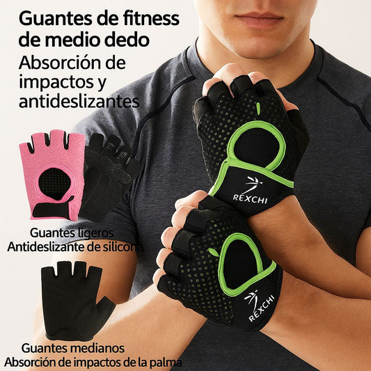 Guantes de gimnasio,fitness, levantamiento de pesas, entrenamiento de culturismo, guantes deportivos, protector de medio dedo para mujeres y hombres.