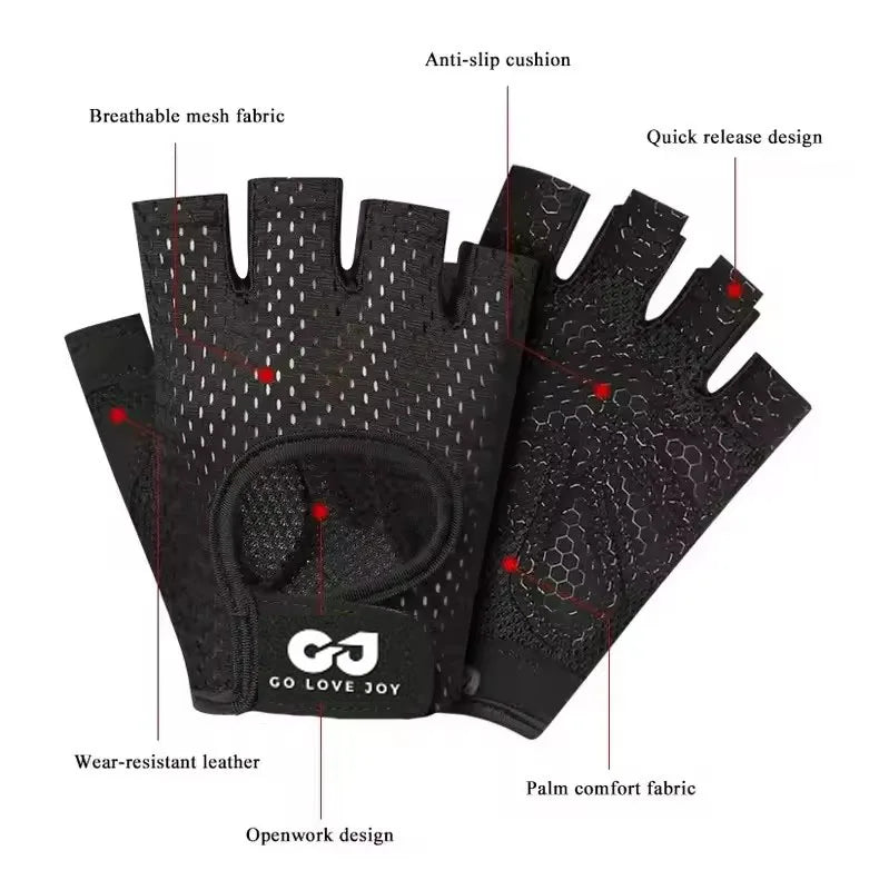 Guantes de gimnasio,fitness, levantamiento de pesas, entrenamiento de culturismo, guantes deportivos, protector de medio dedo para mujeres y hombres.