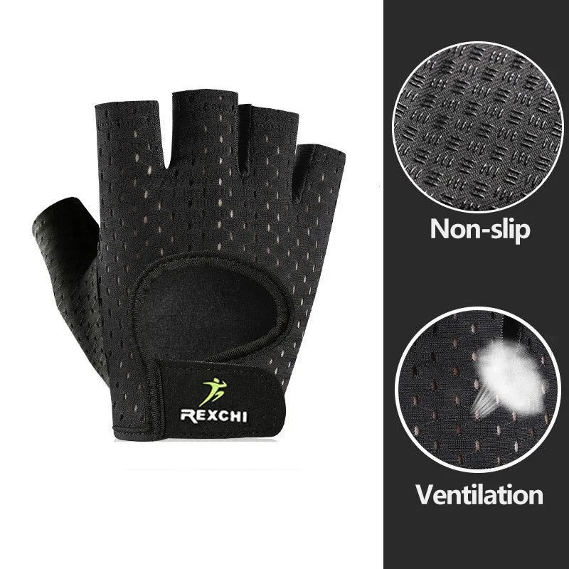 Guantes de gimnasio,fitness, levantamiento de pesas, entrenamiento de culturismo, guantes deportivos, protector de medio dedo para mujeres y hombres.