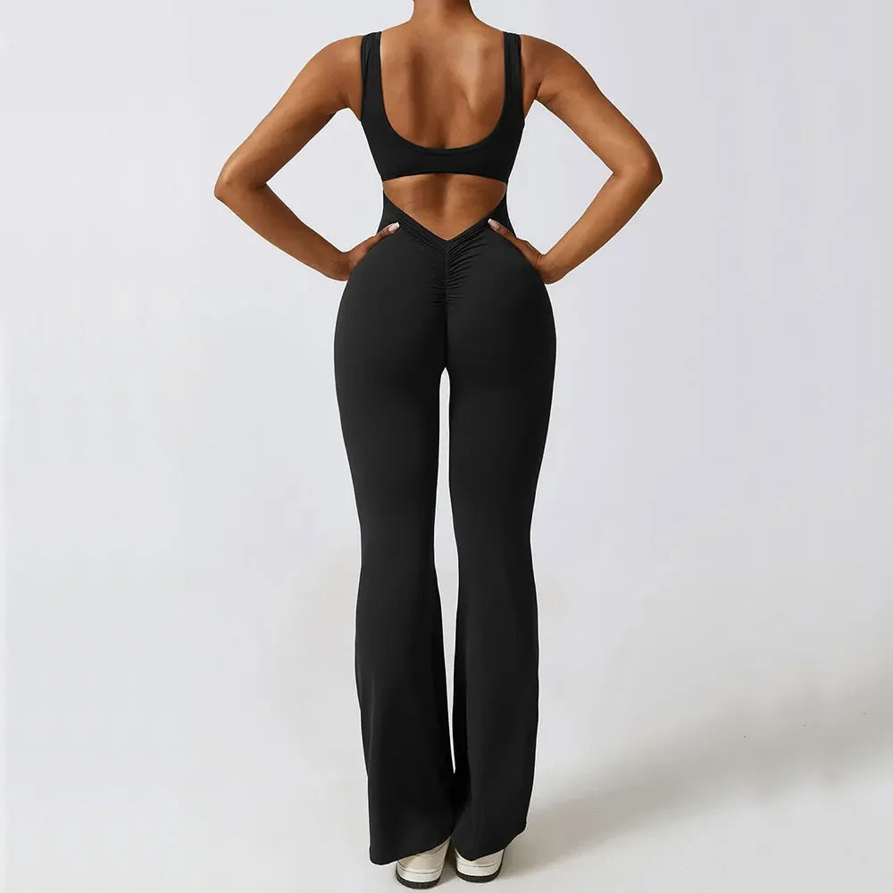 Conjunto Deportivo para Mujer - Set de Yoga con Pantalones Acampanados de Cintura Alta Sin Costuras