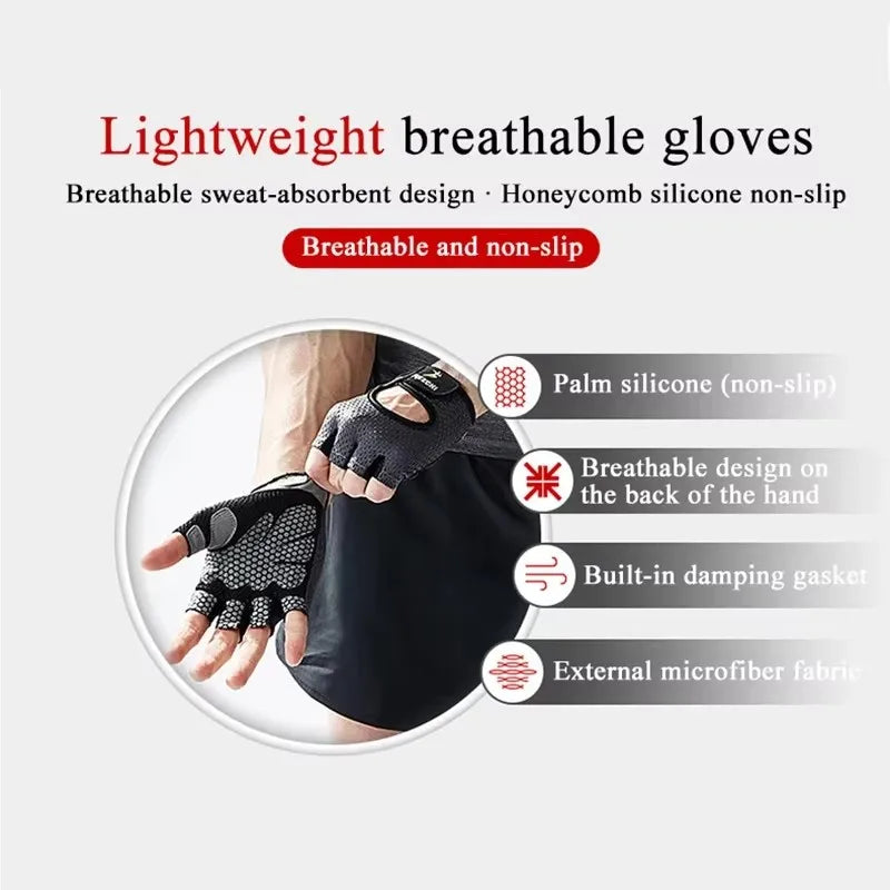 Guantes de gimnasio,fitness, levantamiento de pesas, entrenamiento de culturismo, guantes deportivos, protector de medio dedo para mujeres y hombres.