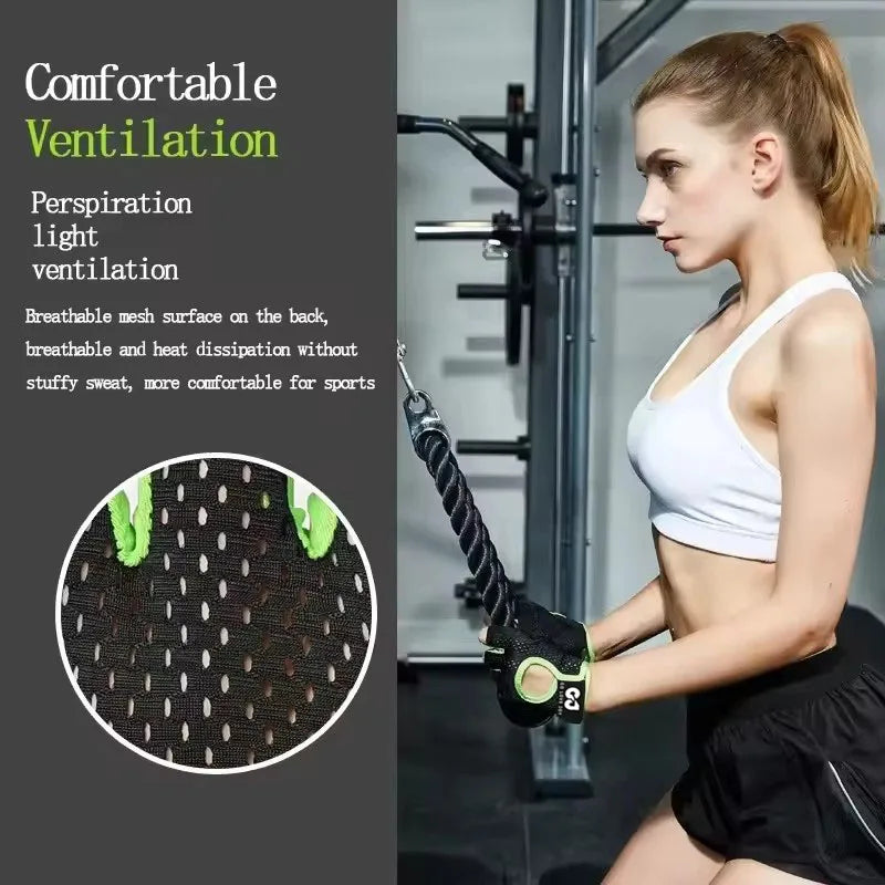 Guantes de gimnasio,fitness, levantamiento de pesas, entrenamiento de culturismo, guantes deportivos, protector de medio dedo para mujeres y hombres.